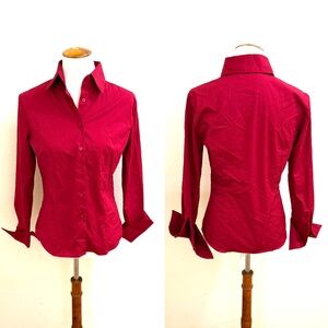 Express Vibrant Red Button-Down Shirt